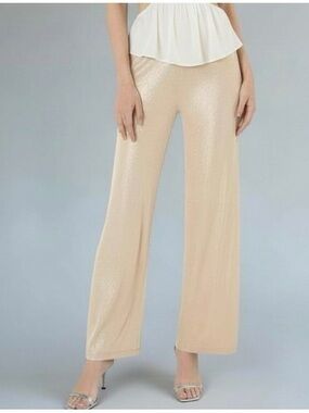 Zara Soft Gold Tone Wide Leg Pants